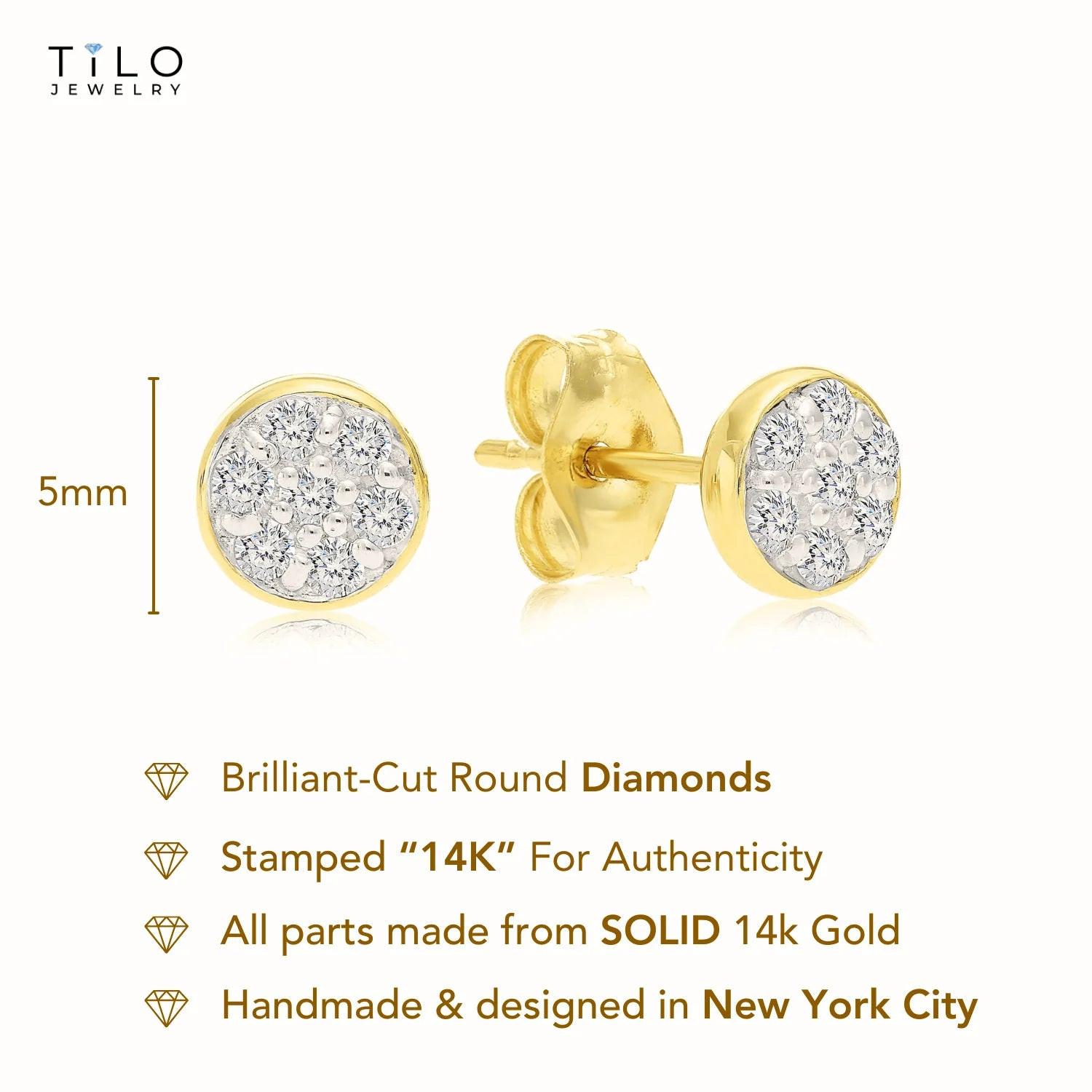 Elegant 14K Yellow Gold Diamond Stud Earrings - 0.10 Carats of Sparkling Perfection.