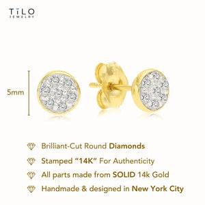 Elegant 14K Yellow Gold Diamond Stud Earrings - 0.10 Carats of Sparkling Perfection.