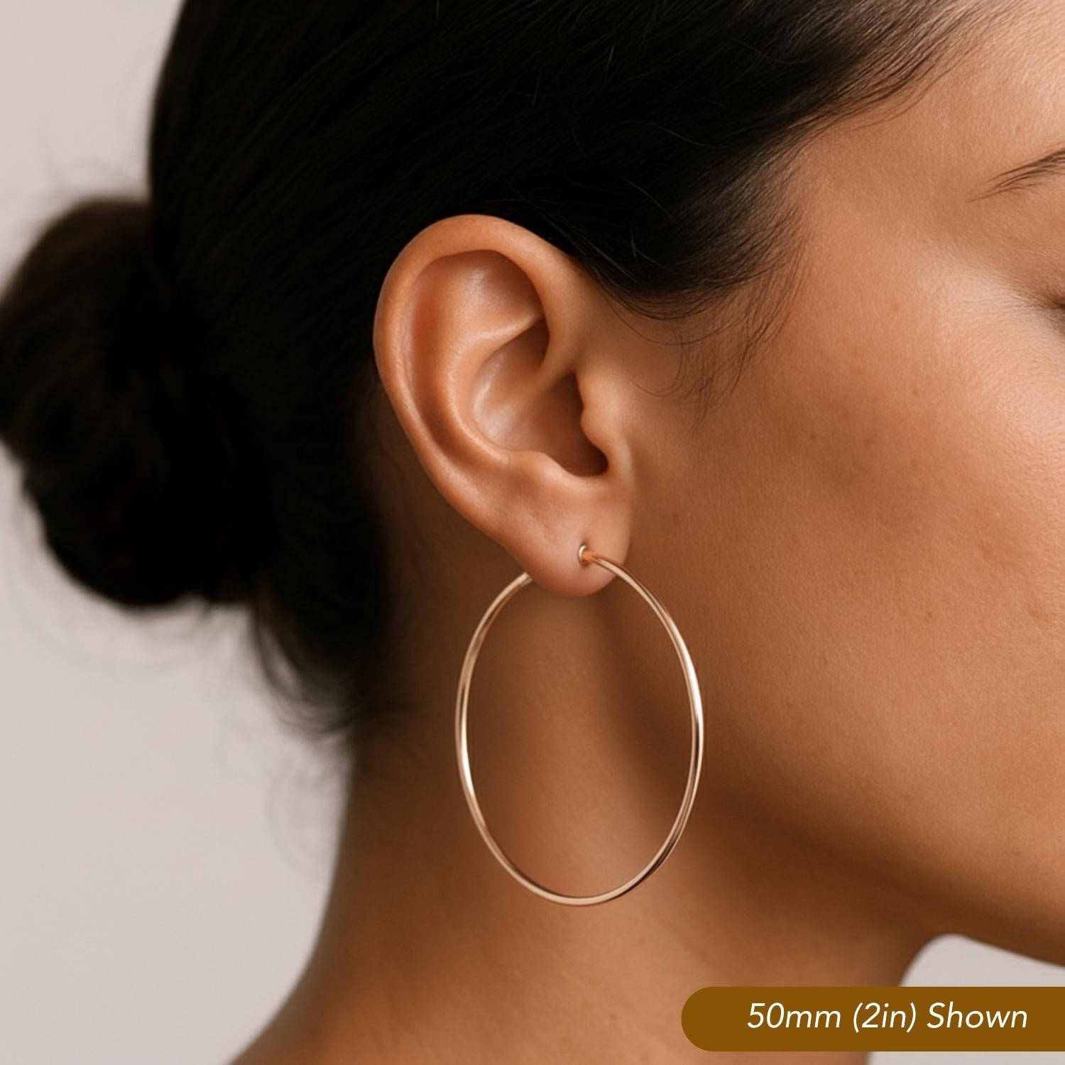 Elegant 10K Rose Gold Handmade Classic Round Hoop Earrings for Everyday Wear.