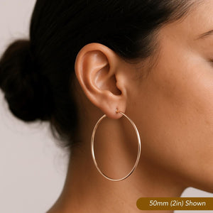 Elegant 10K Rose Gold Handmade Classic Round Hoop Earrings for Everyday Wear.