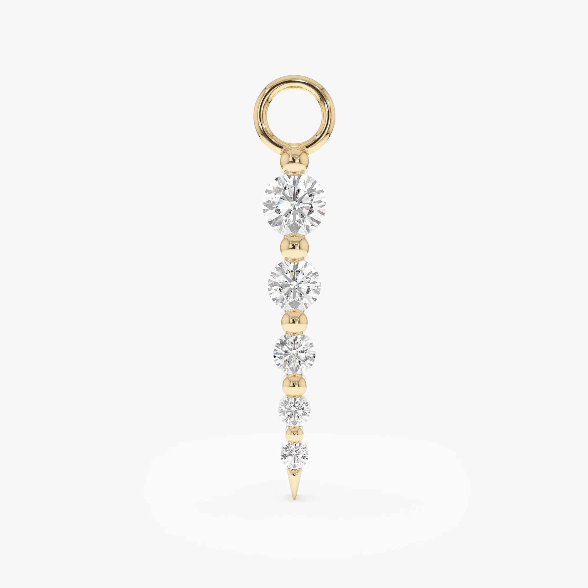 Dainty Diamond Spike Dangle Charm, Solid Gold Lab Grown Diamond Charms, Mix and Match Earrings Charms, Charm Jewelry, 10K, 14K, 18K, Olyn