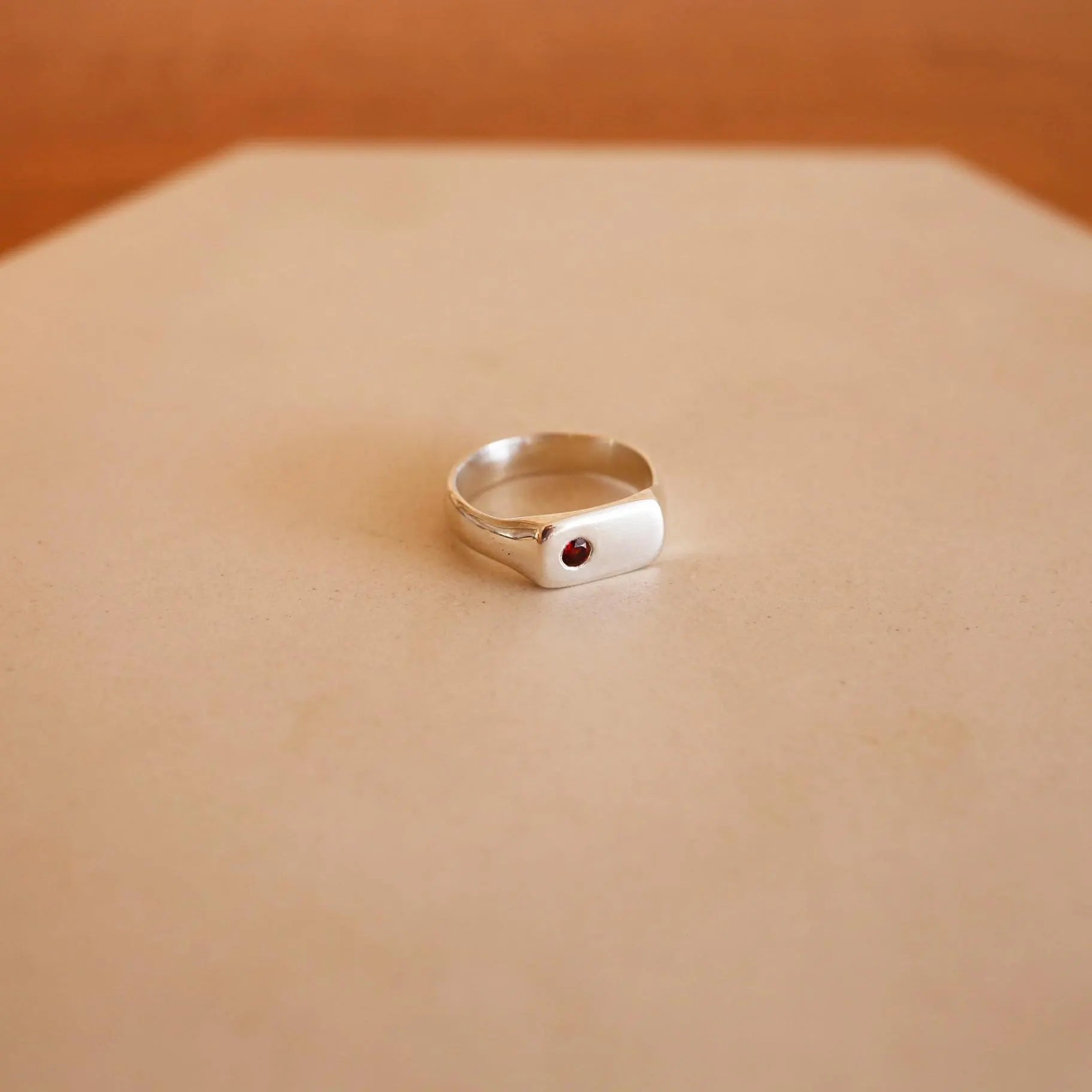 Star of the Sea Garnet Signet Ring | Gold Vermeil and Sterling Silver