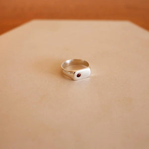 Star of the Sea Garnet Signet Ring | Gold Vermeil and Sterling Silver