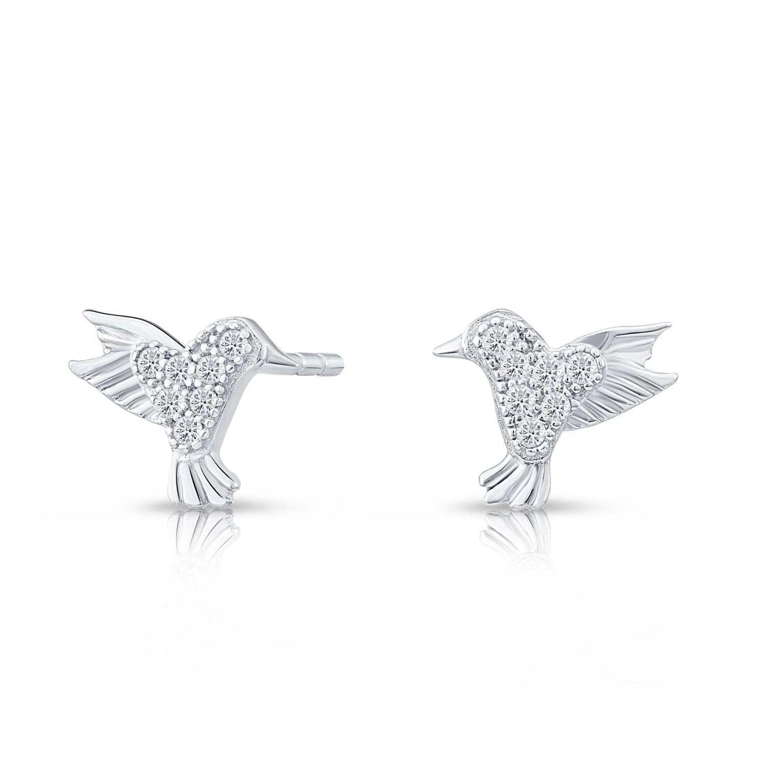 Elegant CZ Bird Stud Earrings in Premium Sterling Silver.