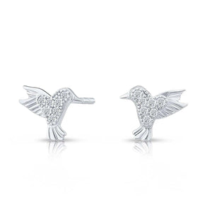 Elegant CZ Bird Stud Earrings in Premium Sterling Silver.
