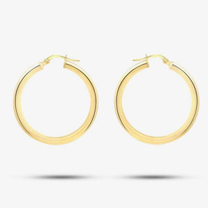Elegant 9ct Yellow Gold Slim Polished Tube Hoop Earrings.