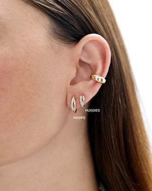Stunning Double Row Diamond Hoop Earrings.
