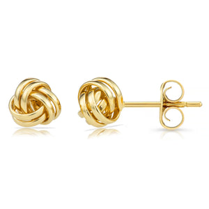 14K Gold Polished Love Knot Stud Earrings, 7Mm