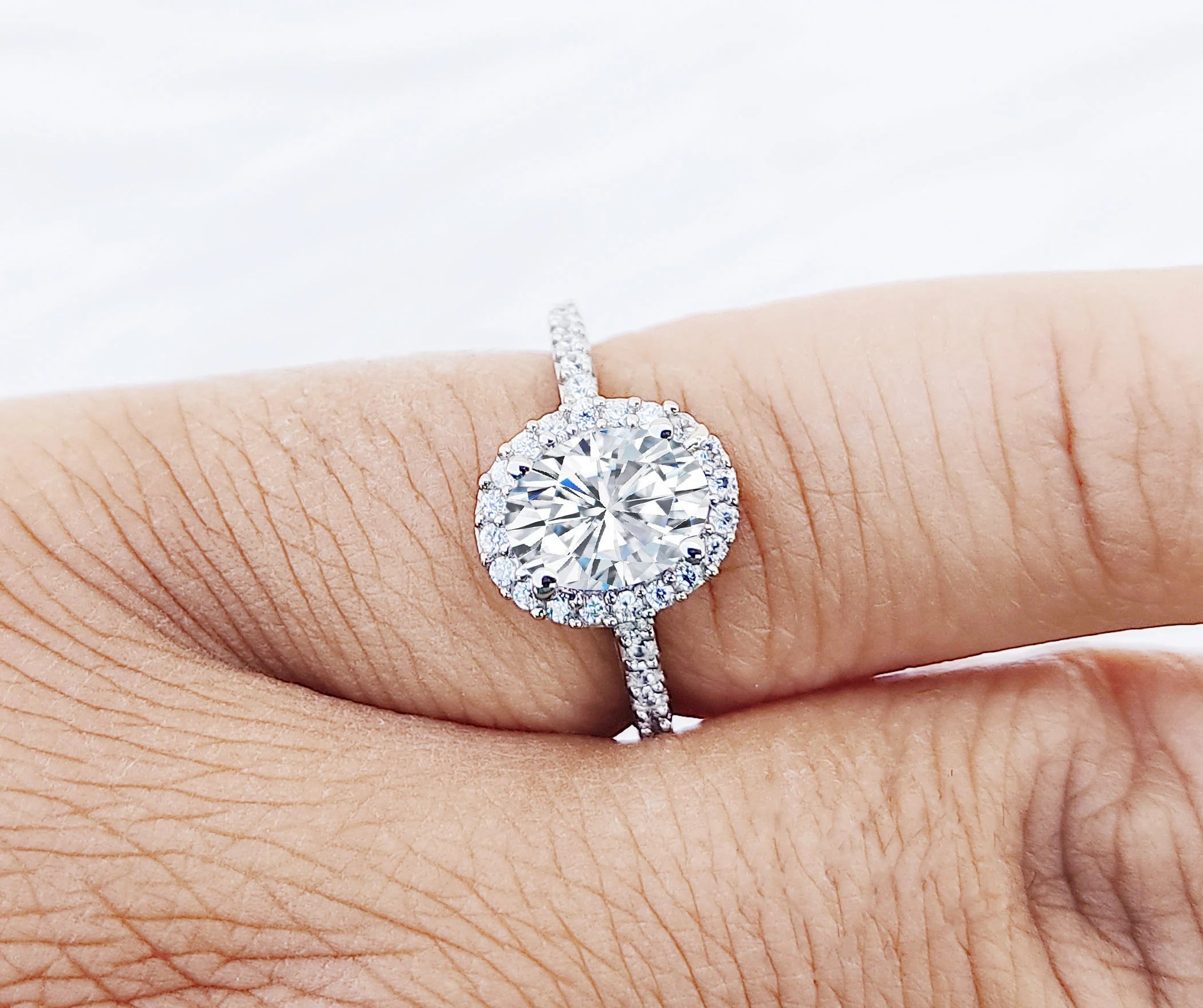 Oval Halo Engagement Ring: 925 Sterling Silver CZ Wedding Ring