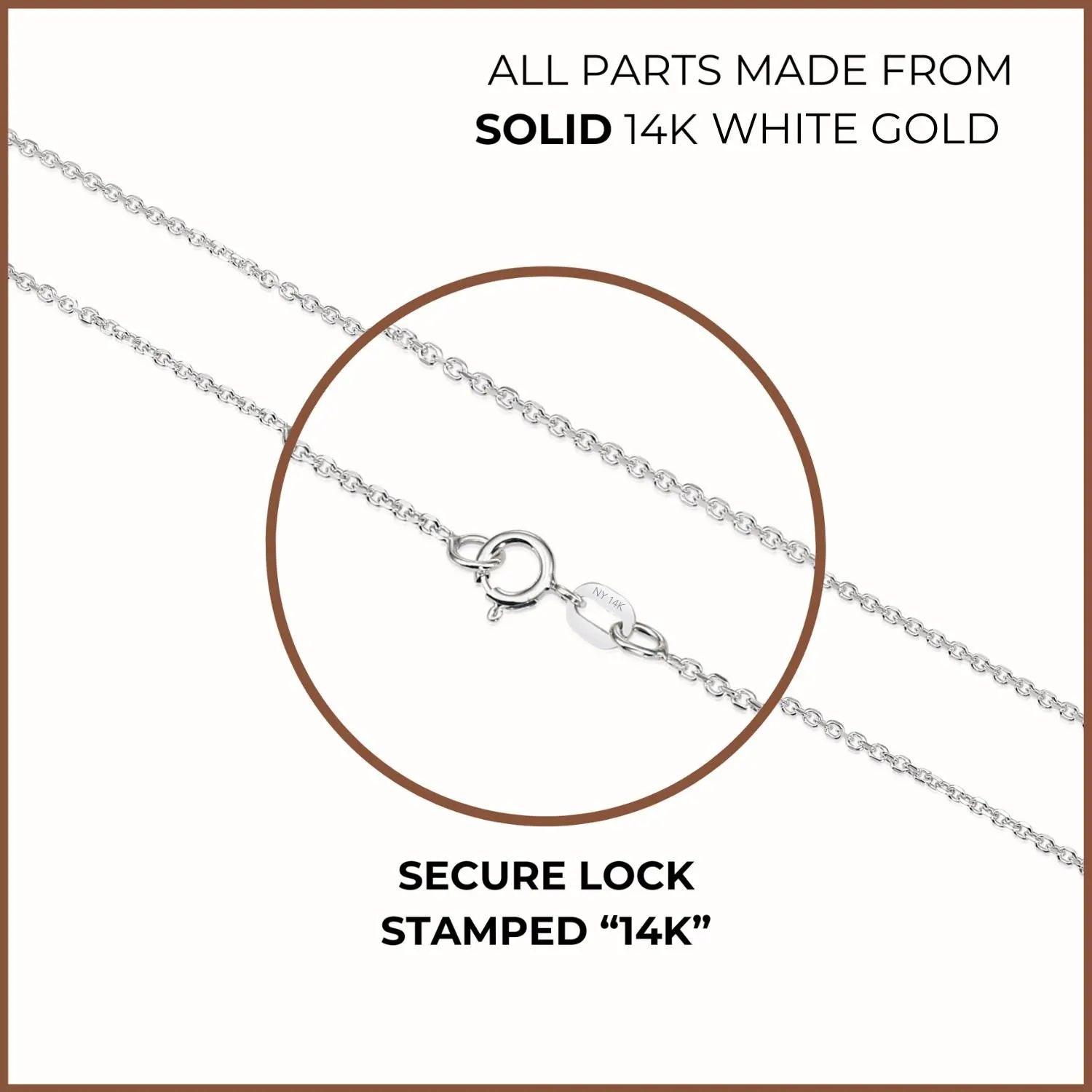 Elegant 14K White Gold Diamond Cut Cable Chain Necklace - Italian Craftsmanship, 1.5mm Thickness.