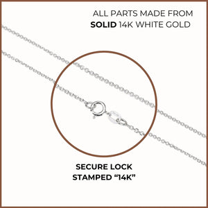 Elegant 14K White Gold Diamond Cut Cable Chain Necklace - Italian Craftsmanship, 1.5mm Thickness.