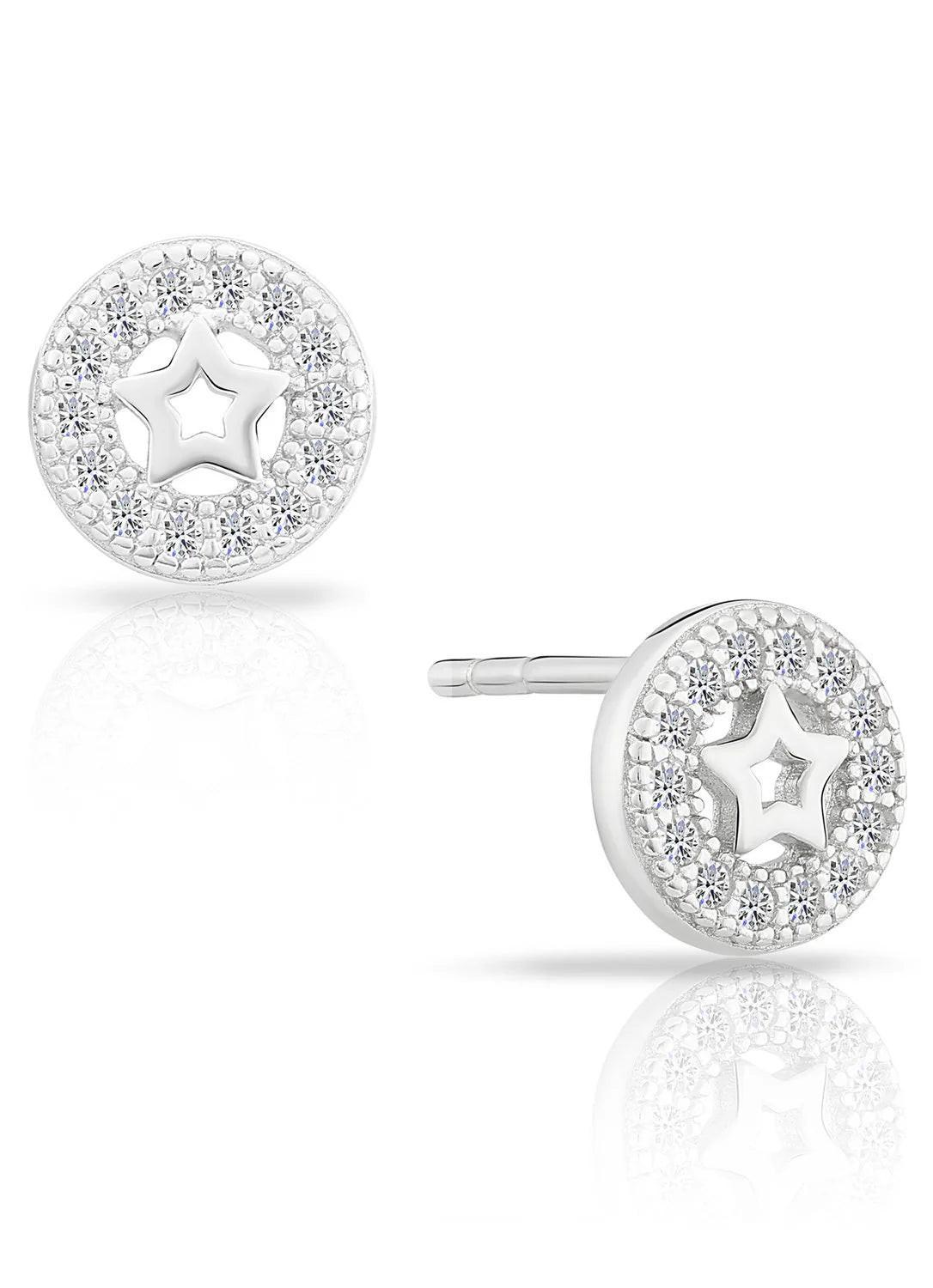 Stunning CZ Halo Star Stud Earrings in Elegant Sterling Silver.
