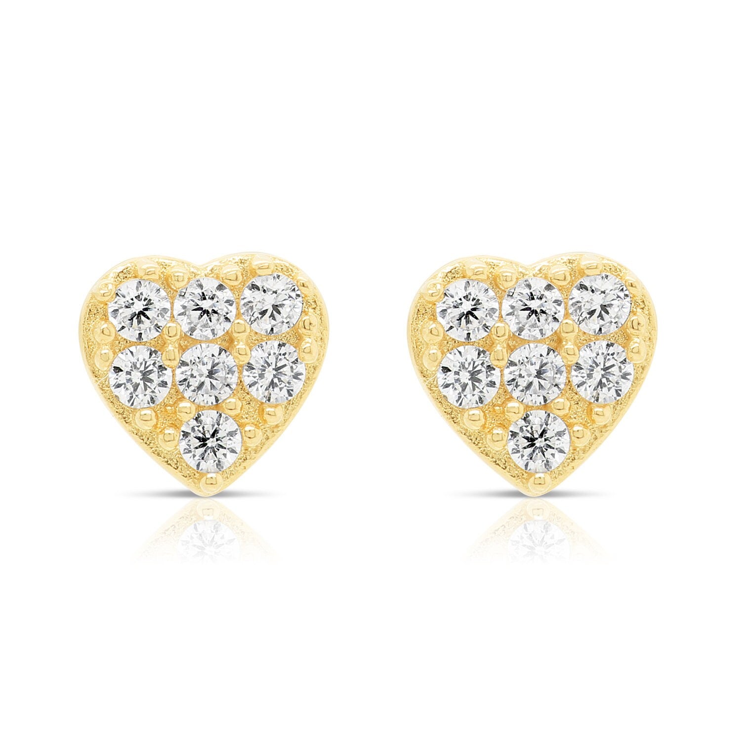 14K Solid Yellow Gold Heart Shape Stud Earrings for Women and Children, Geometric Stud Earrings, Tiny Studs, by TILO Jewelry