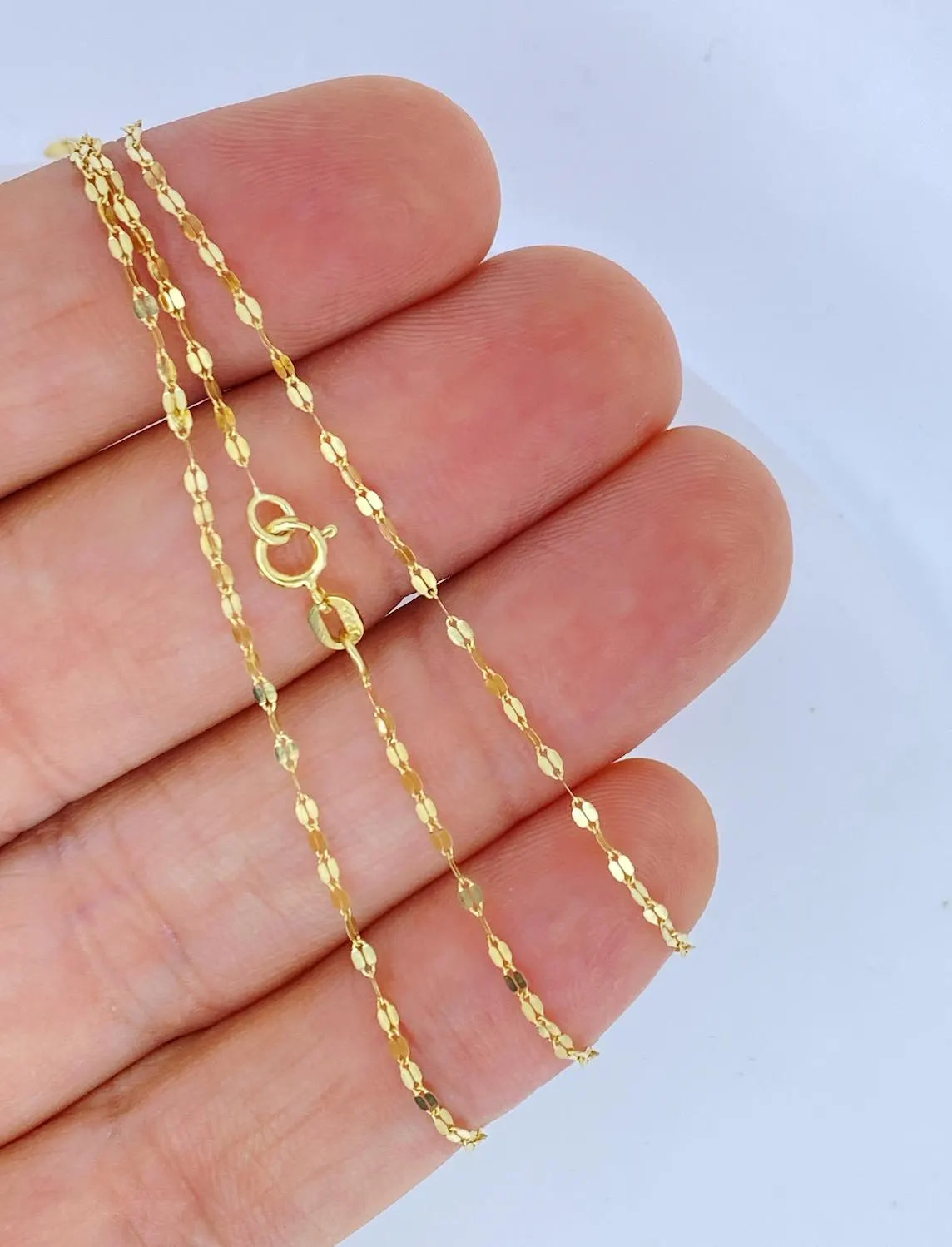 Solid 14K Gold Mirror Chain, 14K Gold Mirror Chain, Strong Dainty Stackable Layering Choker Gold Chain HIGH QUALITY, Ladies Gold Chain
