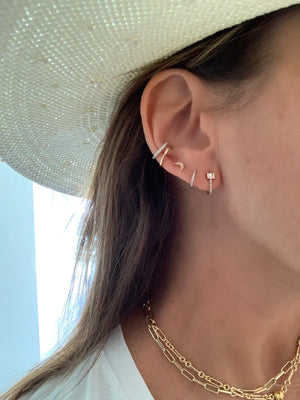14K GOLD and Moissanite Ear Cuff -14K - Cuff- No Piercing -Gift for Her -Ear Climber - Trendy -Blogger - Gold• Dainty Ear Cuff
