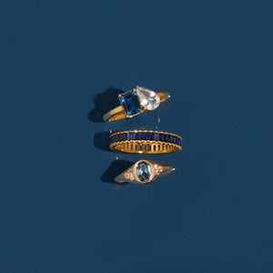 Lab Grown Blue Sapphire Baguette Eternity Ring NikNenz™ Premium Gold & Diamonds