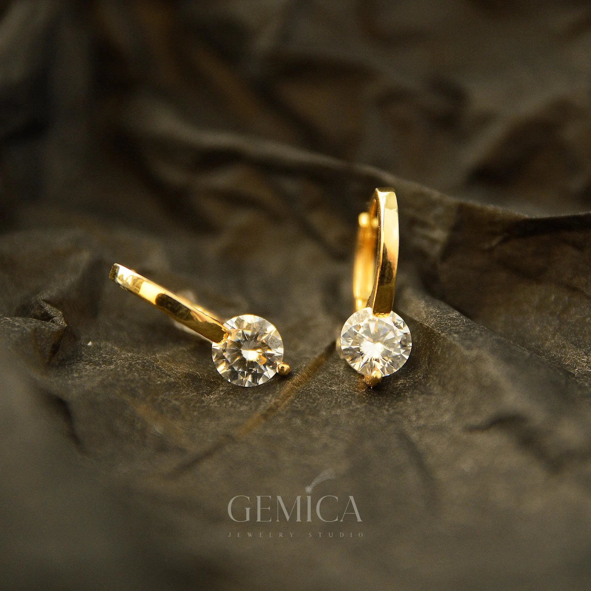 Dainty 14K Gold Vermeil CZ Diamond Huggie Hoops