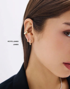 Elegant Petite Jumbo Diamond Huggie Hoops.