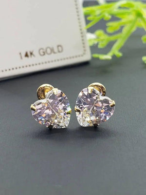 Elevate Your Style with 14K Gold Heart Cut Sparkling Stud Earrings - Perfect for Birthdays & Everyday Luxury!.