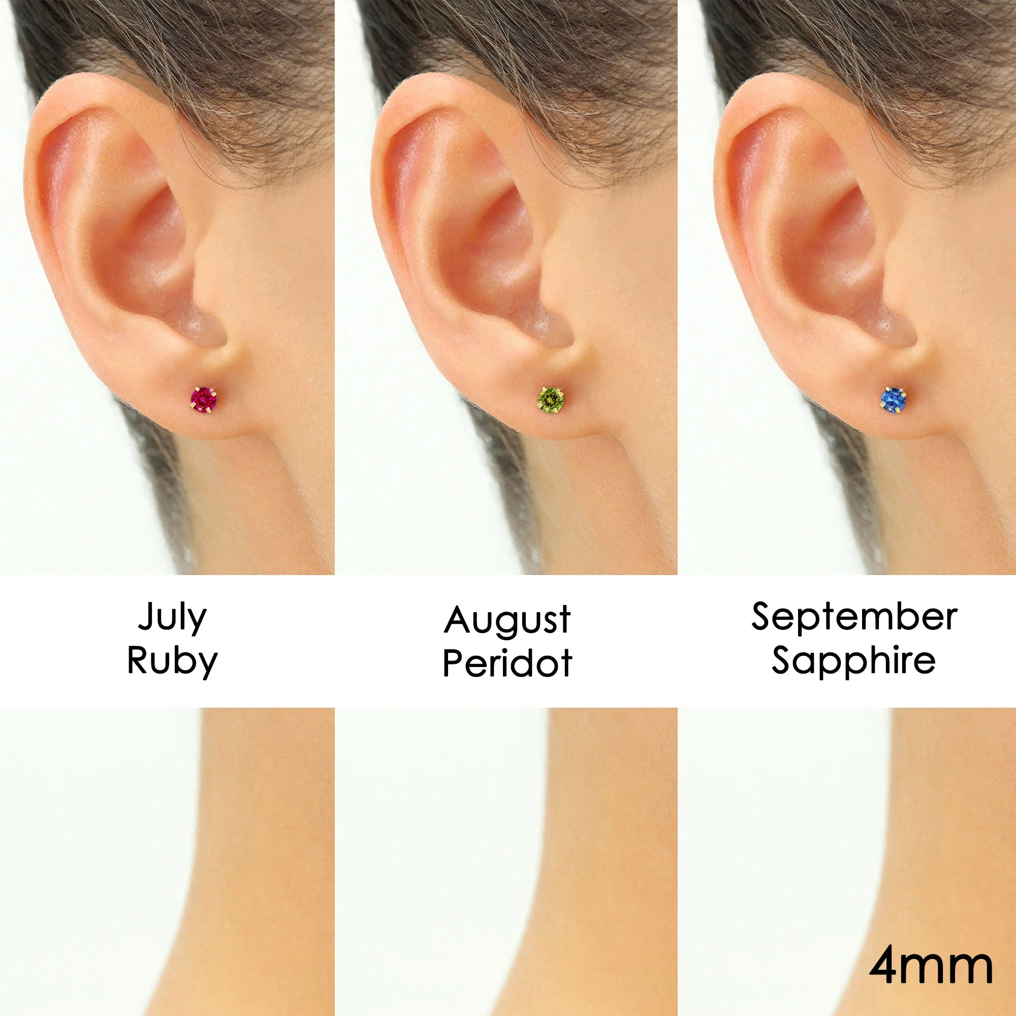 14K Yellow Gold Birthstone Stud Earrings, Screw-Back, 4Mm