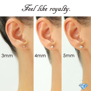 14K Rose Gold Zirconia Solitaire Stud Earrings, Pushback
