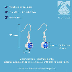 April Diamond Drop Earrings, Bohemian Crystal, Gold or Silver, French Hooks
