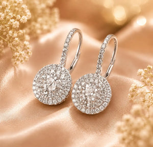 2Ct Lab Created Diamond round Drop & Dangle Earrings 14K White Gold Plated