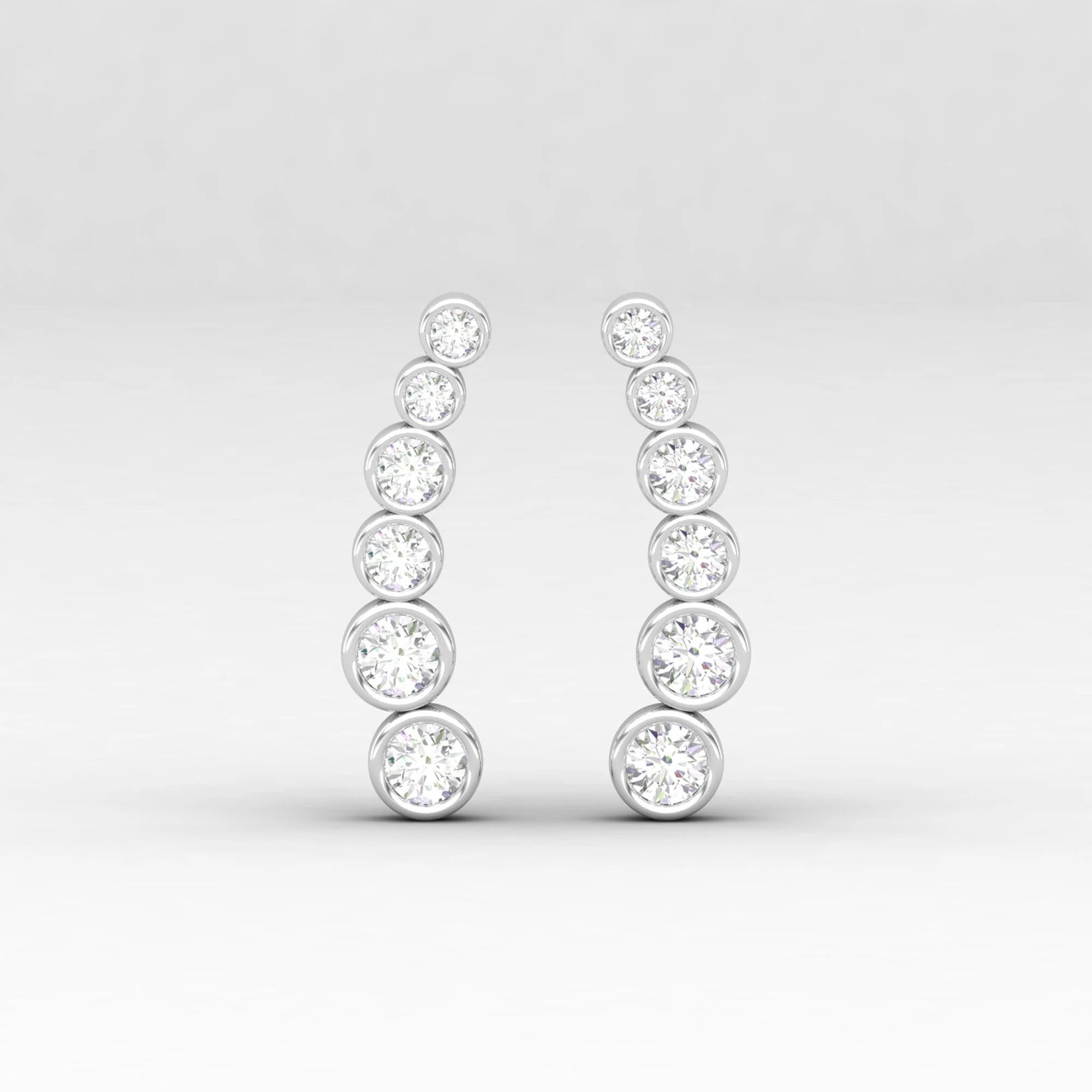 Diamond Earring, Diamond Graduation Piercing, Diamond Ear Climber, Diamond Ear Crawler, Wrap Crawler, Curved Earring, Gift for Her