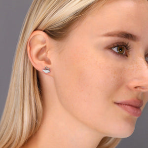 Sterling Silver CZ Little Bird Stud Earrings - Charming and Elegant Accessory.