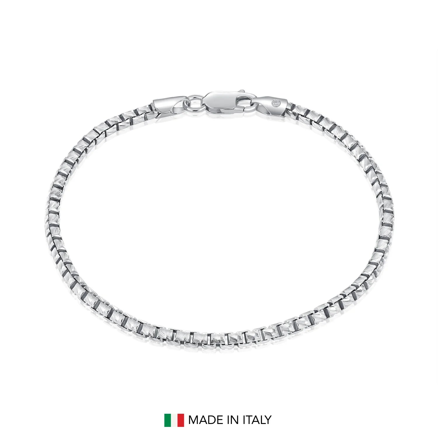Sterling Silver Italian Box Chain Bracelet, 7.5"