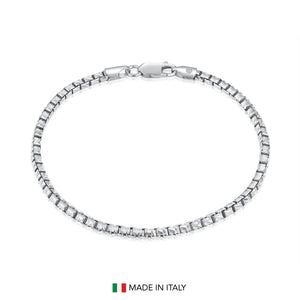 Sterling Silver Italian Box Chain Bracelet, 7.5"