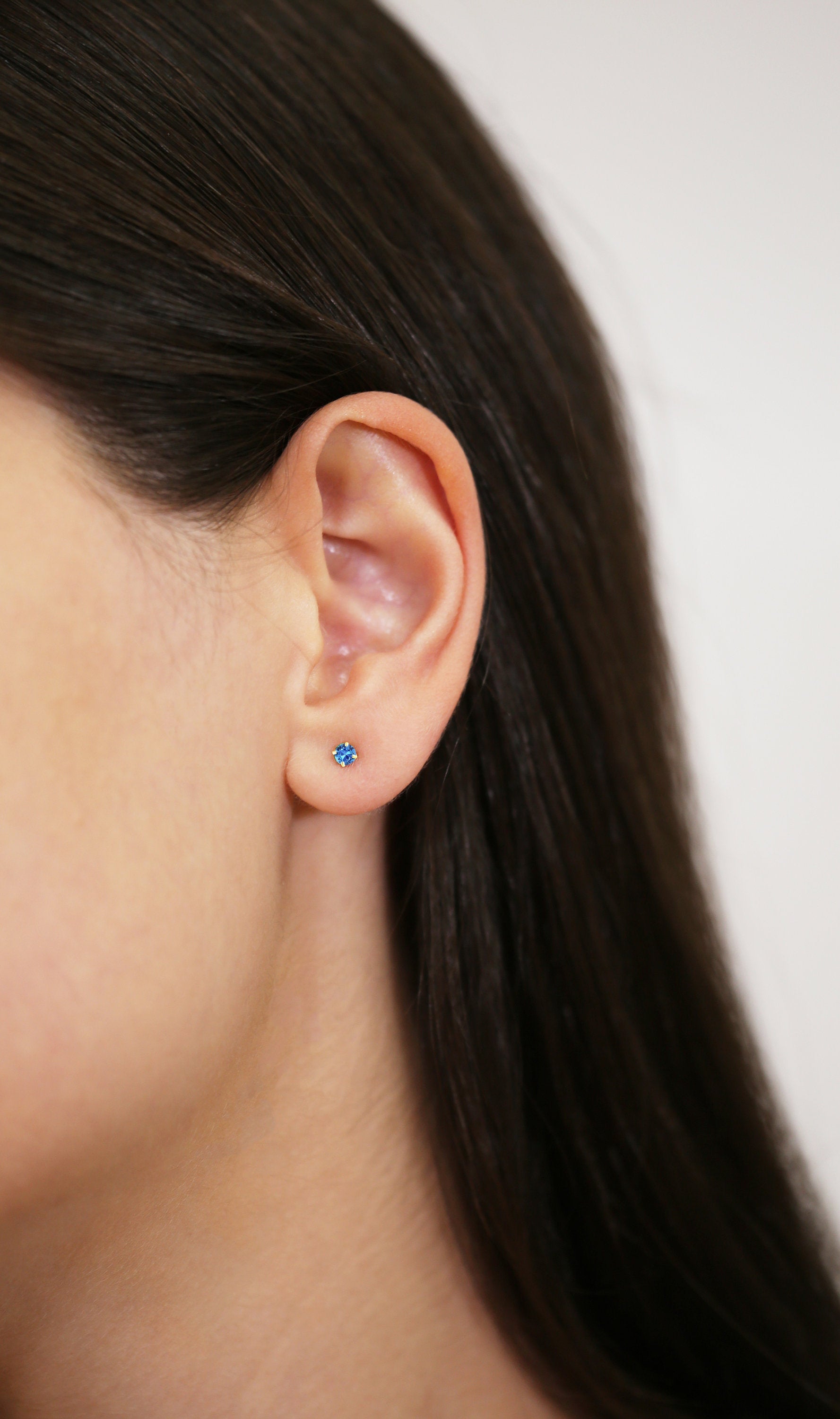 Set of 12! 14K Yellow Gold Birthstone Stud Earrings, 3Mm Jewelry Set