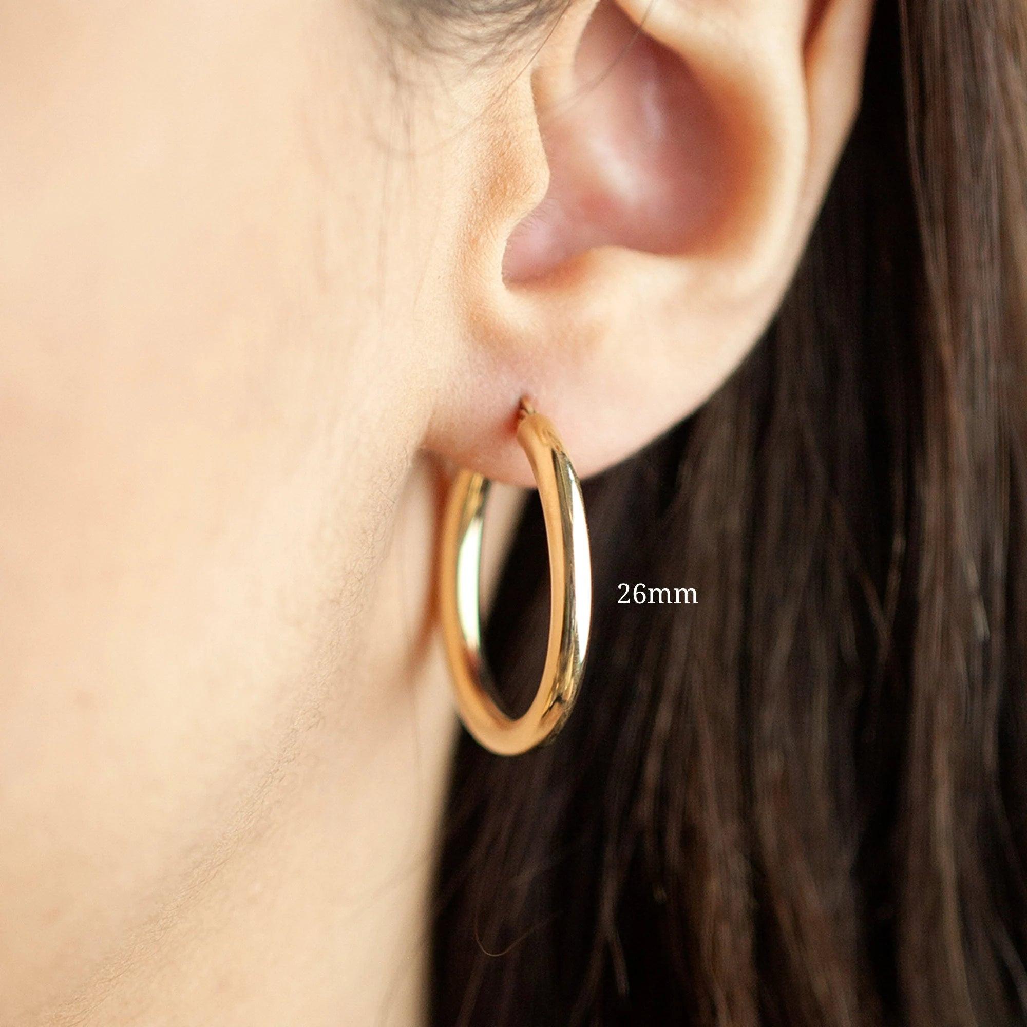 Stunning 14K Gold Large Dome Hoop Earrings - Timeless Elegance in Every Pair!.