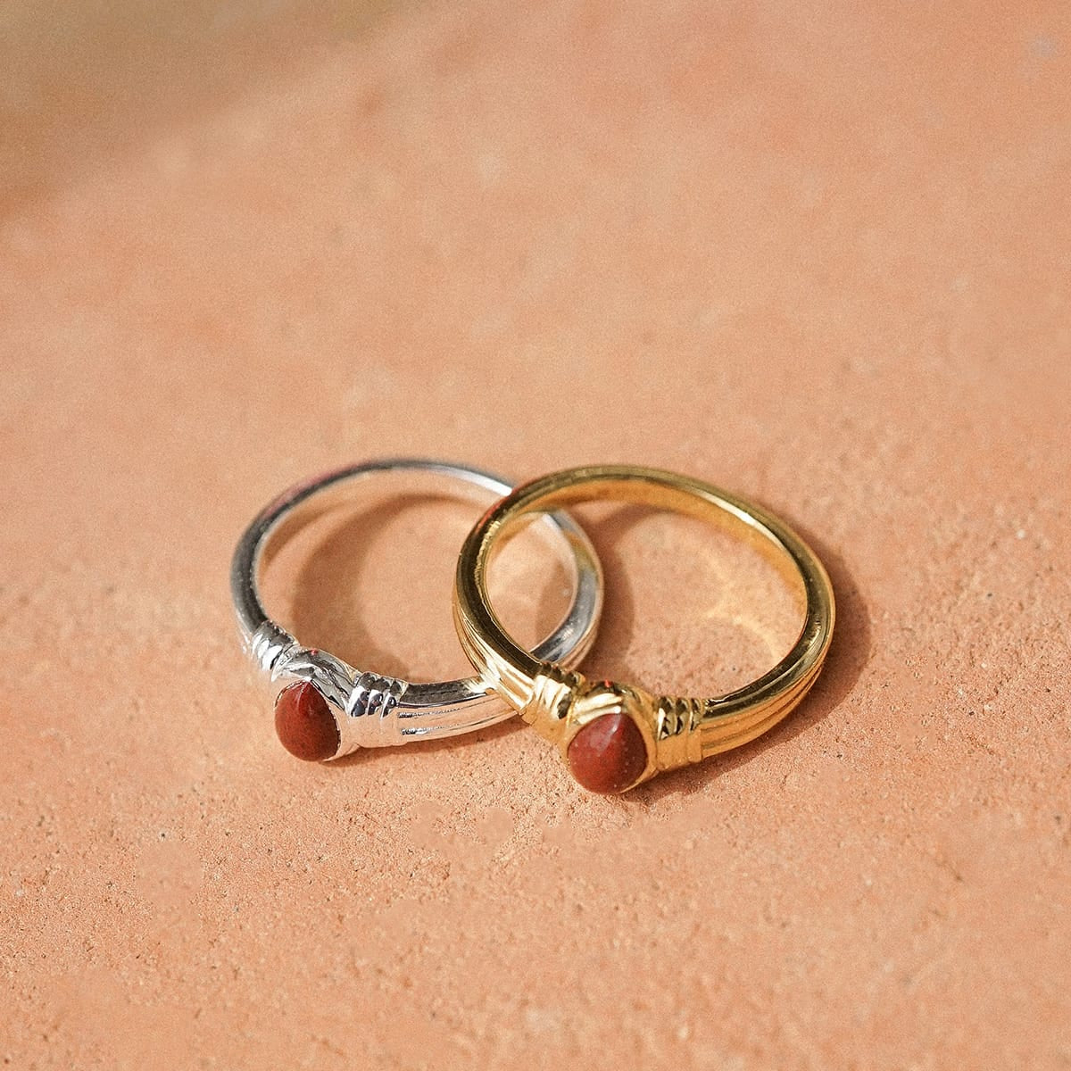 Red Jasper Pear Ring 18Ct Gold Plate