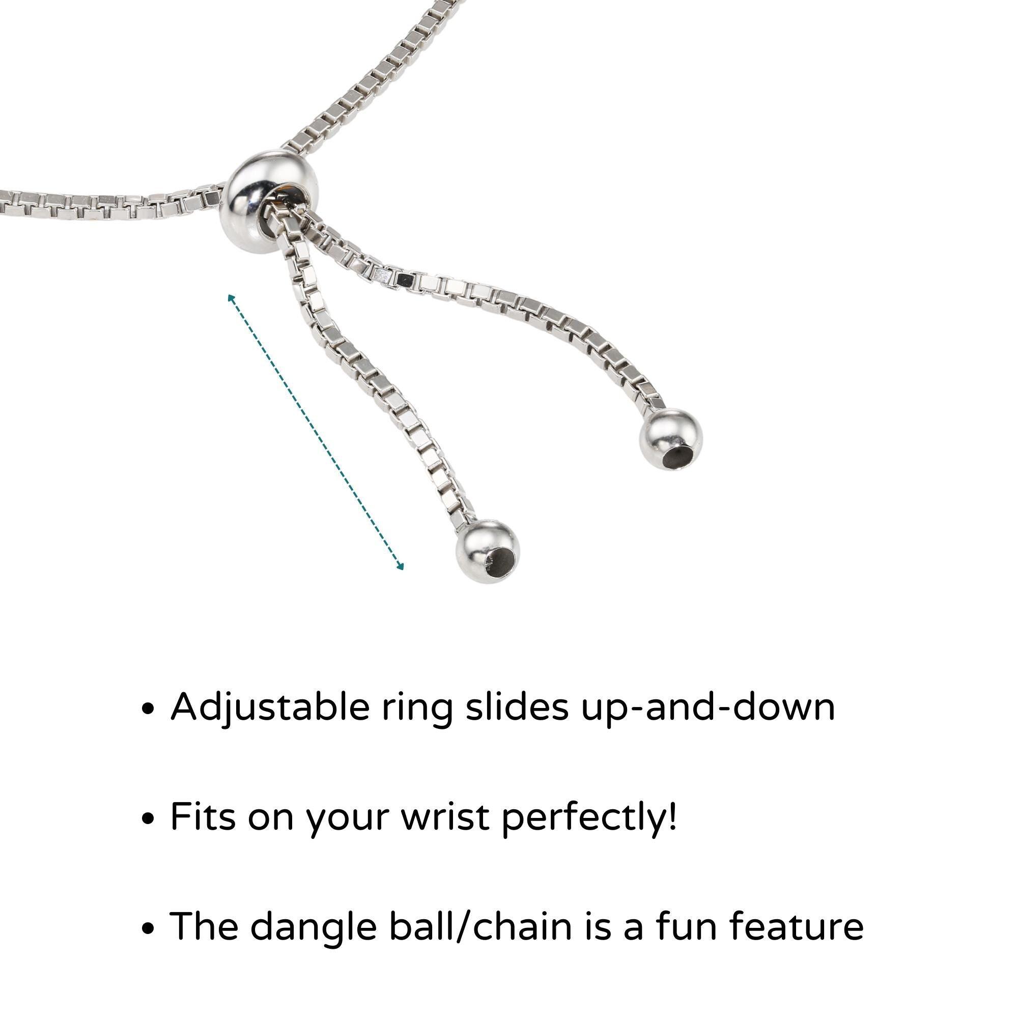 Live Laugh Love Adjustable Sterling Silver Bracelet - Handmade 925 Solid Silver Box Chain Jewelry.