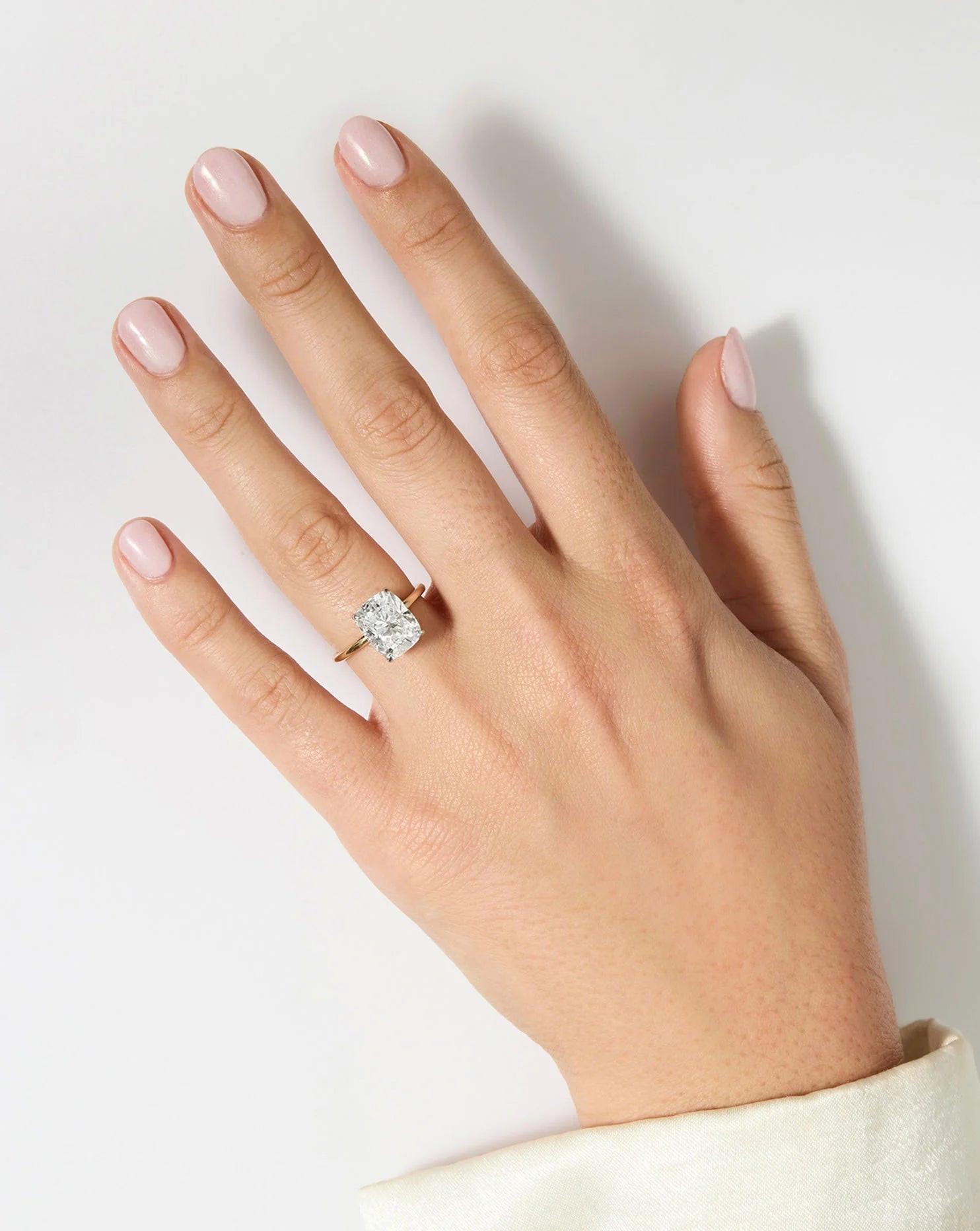 3.24 Carat Whisper Thin® Lab-Created Diamond Cushion Cut.