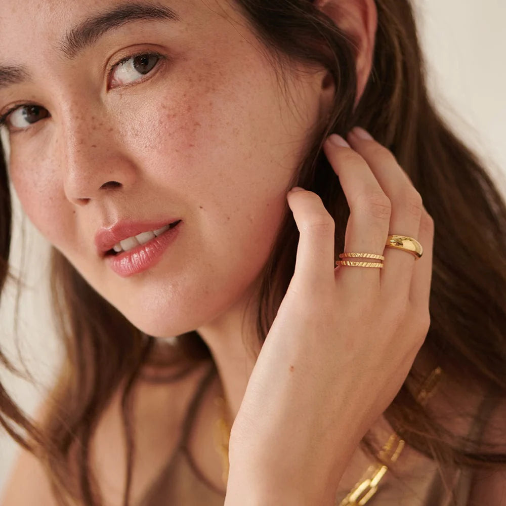 Estée Lalonde Sunburst Stacking Ring 18Ct Gold Plate