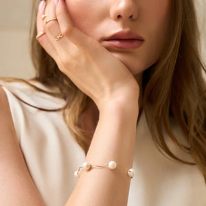 14K Yellow Gold Freshwater Pearl Bracelet, with High Polish Finish