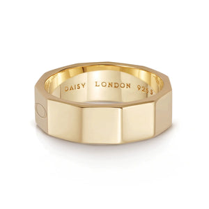 Engravable Geometric Band Ring 18Ct Gold Plate