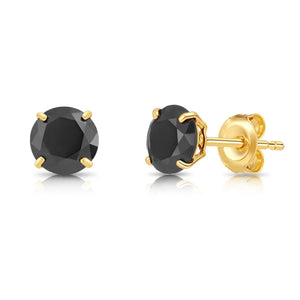 10K Yellow Gold Black Onyx Pushback Stud Earrings