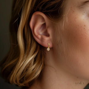 Dainty 14K Gold Vermeil CZ Diamond Huggie Hoops