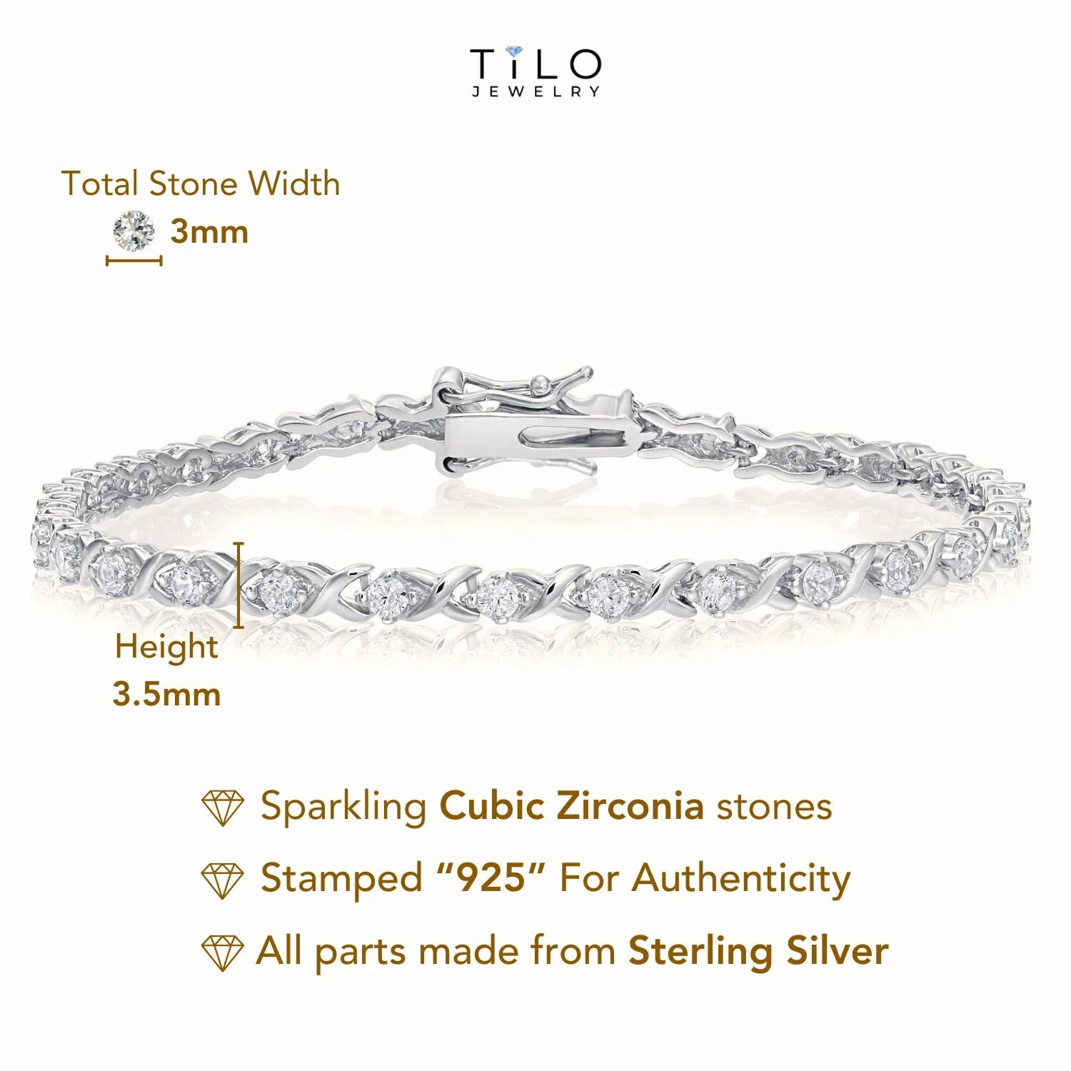 Sterling Silver Infinity X-Link Tennis Bracelet