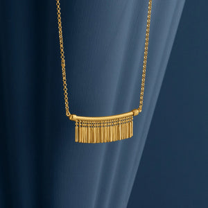 GOLD TASSEL CHARM NECKLACE