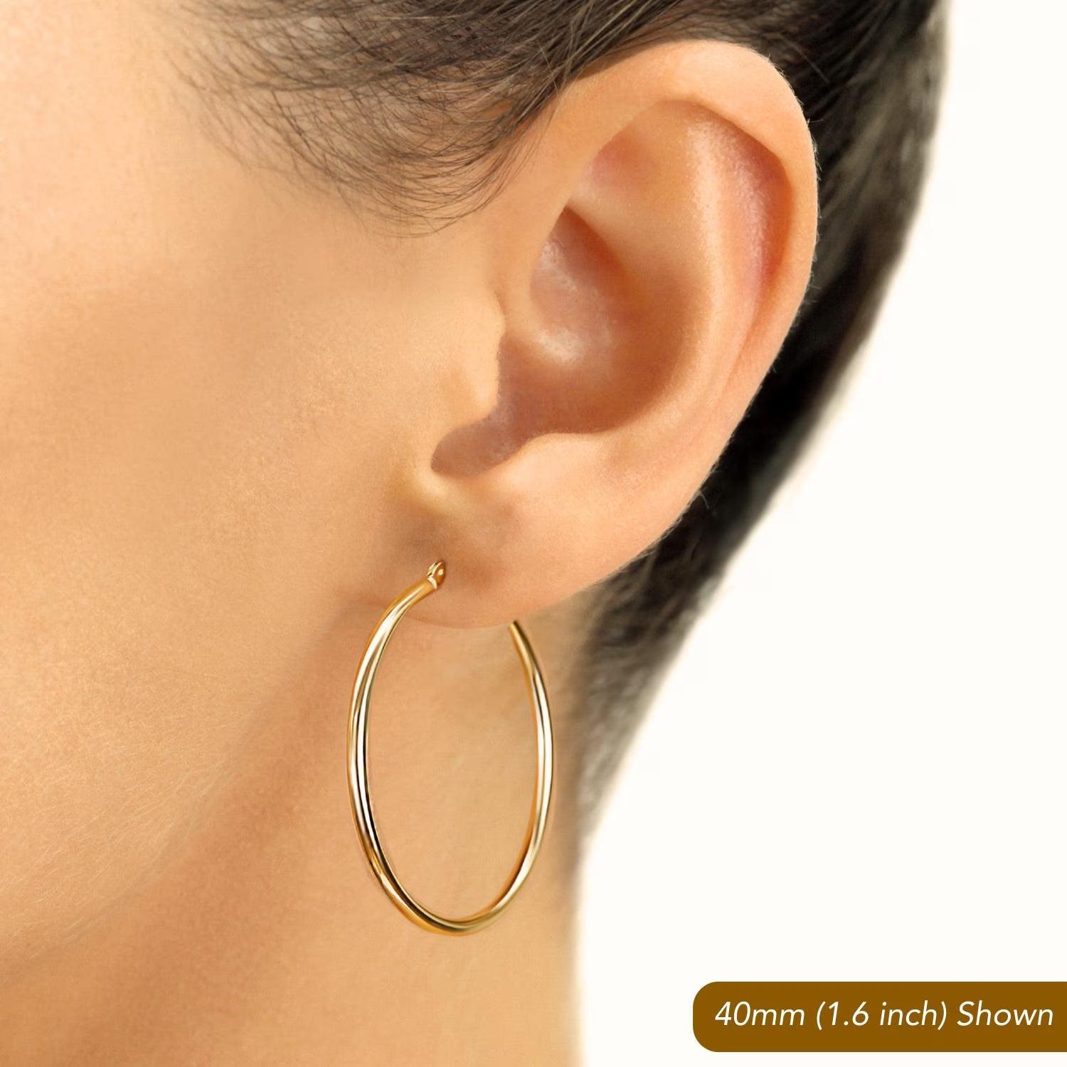 Elevate Your Style with Exquisite Handmade 14K Solid Yellow Gold Round Hoop Earrings.