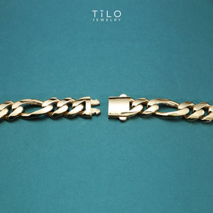 14K Yellow Gold Figaro Link Chain Bracelet, Sizes 7.25In-8.25In
