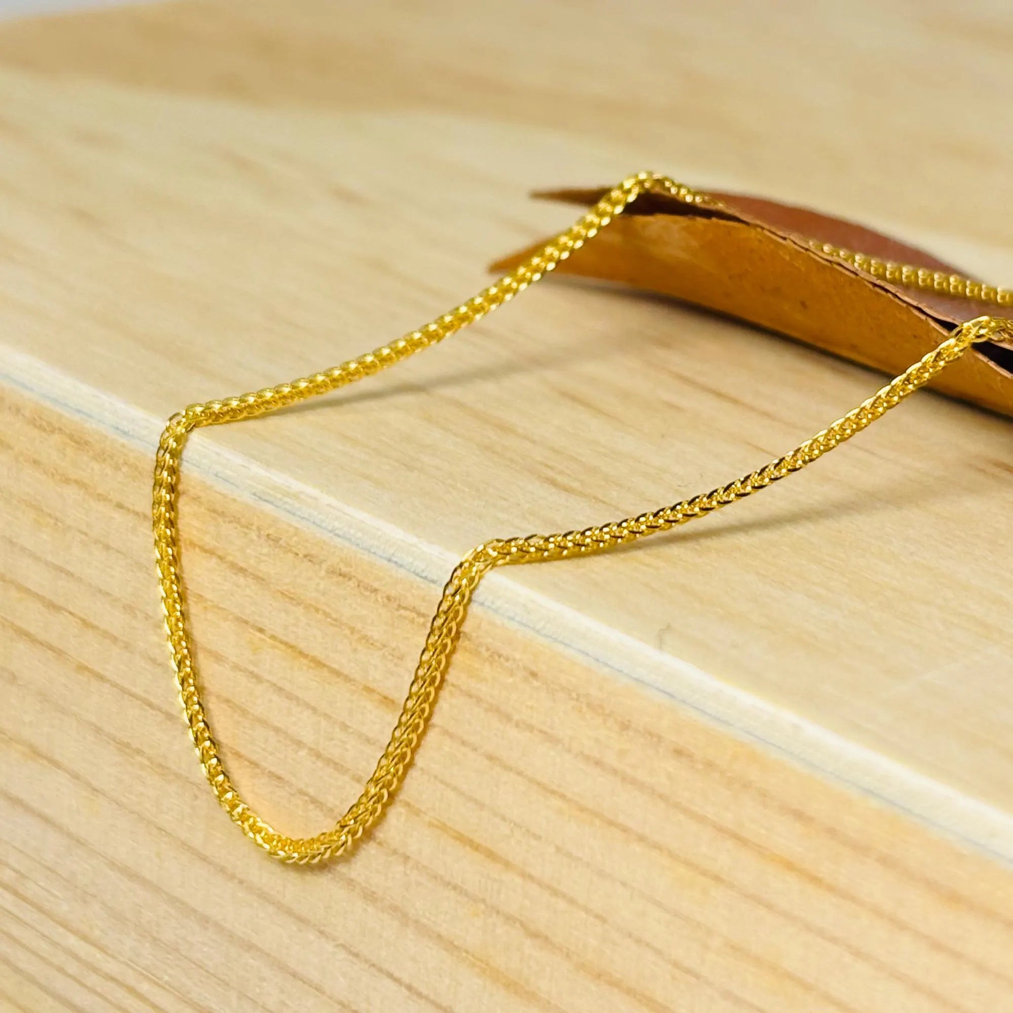 Handmade 24K Solid Gold Chain Necklace, 999 Pure Gold Jewelry,Simple Design