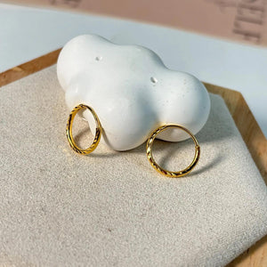 Luxurious 24K Gold Minimalist Wave Hoop Earrings for Elegant Women.