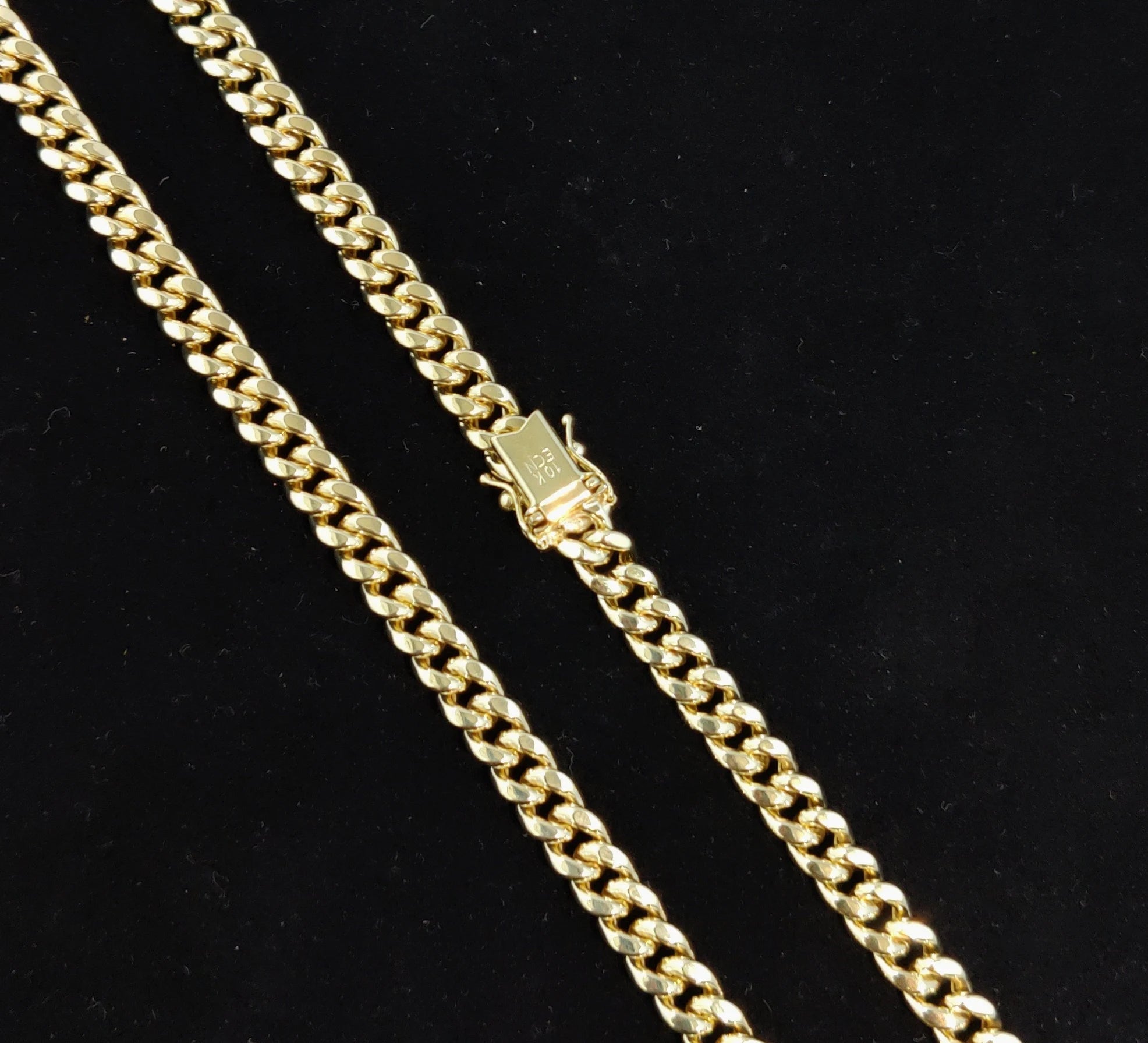 10K Real Gold Miami Cuban Link Chain Necklace and Bracelet,10K Gold Miami Cuban 2Mm - 6.8Mm, 10K Gold Chain, Real Gold Men and Women Chain