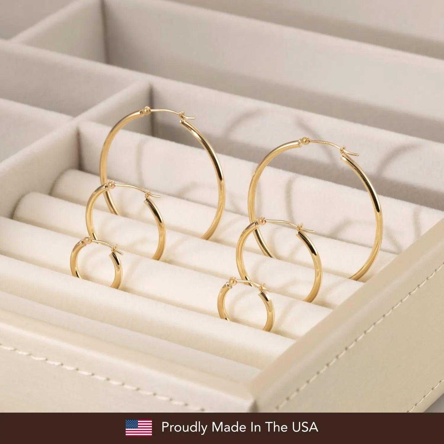 Elevate Your Style with Exquisite Handmade 14K Solid Yellow Gold Round Hoop Earrings.