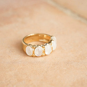 Bold Moonstone Ring 18Ct Gold Plate